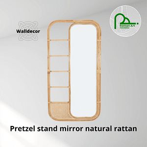 Pretzel Stand Mirror Natural Rattan